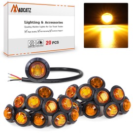 MADCATZ (Pack of 20) 3/4 Inch Small Round Amber 3 LED Trailer Turn Signal Side Marker Lights Waterproof Trailer Bus Van RV Truck 12V DC 3Led-HL