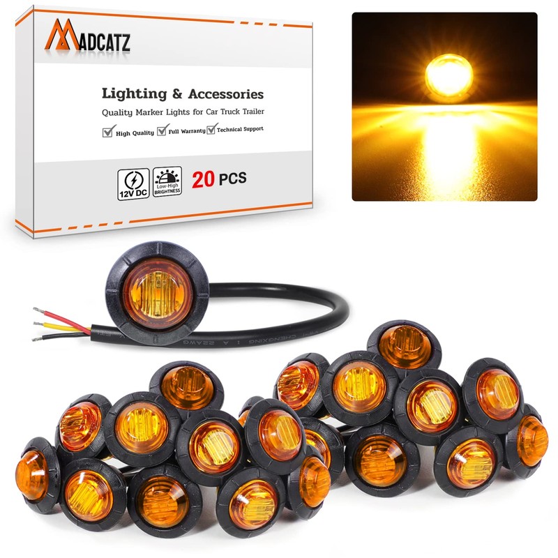 MADCATZ (Pack of 20) 3/4 Inch Small Round Amber 3