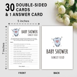 Baby Shower Family Feud Game - Pack of 30 Game Cards 1 Answer Key, Baby Shower Game for Boy & Girl, Baby Shower Decorations, Baby Feud Game Supplies-02