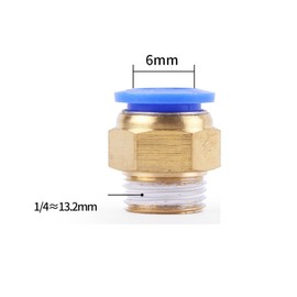 10 Pcs Straight Pneumatic Connectors, Blue Air Hose Push to Quick Connect Brass Fittings Adapter, 6mm x 1/4" Male Thread