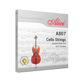 Alice 4/4 Cello Strings Set, Ideal for Concert Performance, Braided Steel Core with Ni-Fe Winding Cello String for 4/4 Cellos - Soft, Sweet and Resonant Tone (A807)