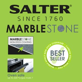 Salter BW02774G Marblestone Roasting Tin – 36cm Non-Stick Roaster Oven Tray, Large Carbon Steel Deep Baking Pan, Even Heat Distribution, Oven Safe to 220°C, Rectangular, Roast Chicken/Vegetables, Grey