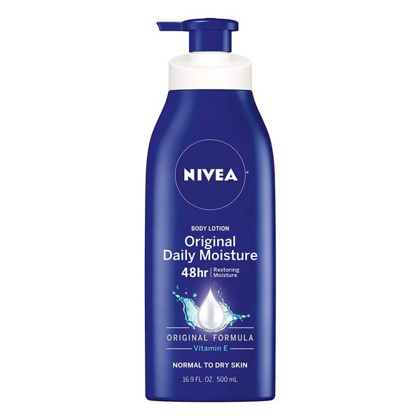 NIVEA Original Daily Moisture Body Lotion - 48 Hour Moisture For Normal To Dry Skin - 16.9 fl. oz. Pump Bottle