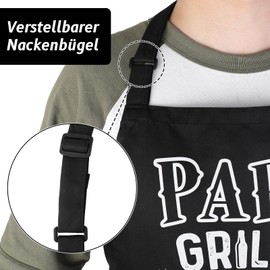 Livdouyu Funny Cooking Apron for Men, BBQ Apron for Men Papa Grillt Am Besten Professional BBQ Apron Chef Husband Kitchen Apron with Double Pocket Adjustable Birthday Gift, black