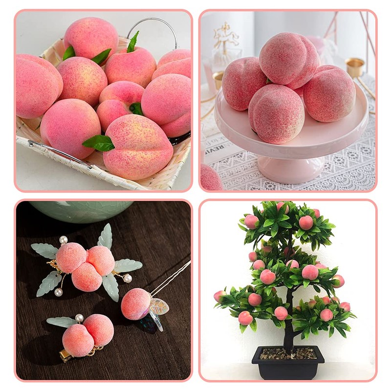 LUEYAO Artificial Peach, Simulation Pink Fake Fruit Mini Lifelike Peach