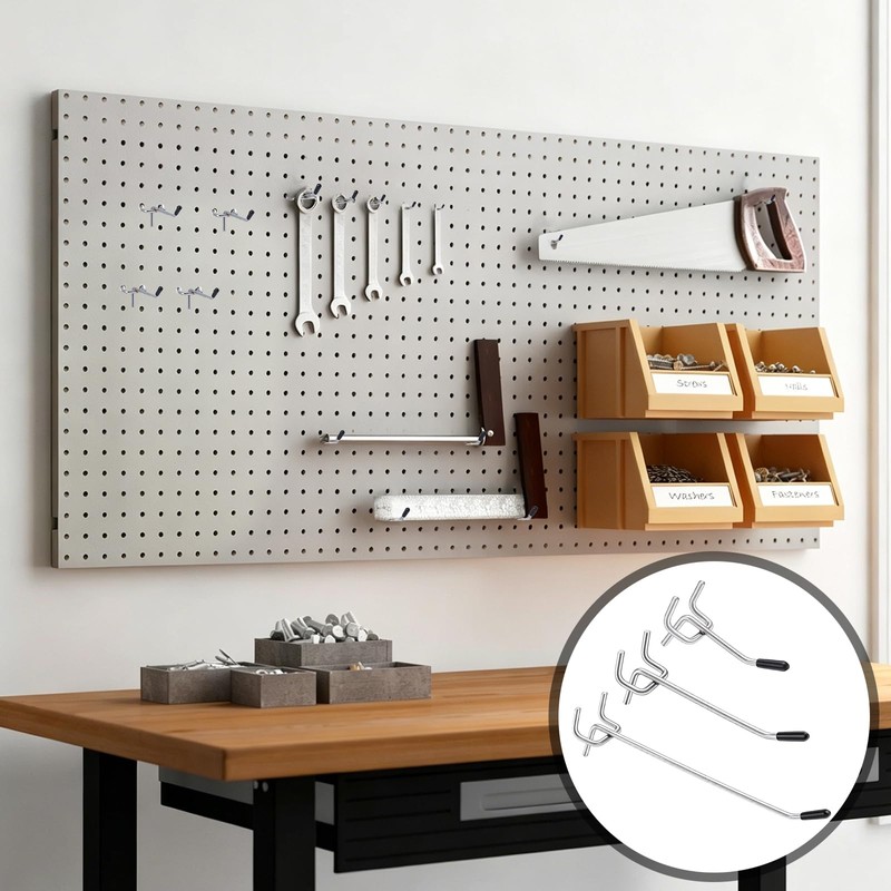 twinklemon 150PCS Pegboard Hooks 2/4/6 Inch Peg Board Organizer Accessories
