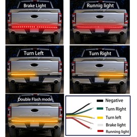 SZSSXPL 60 Inch LED Tailgate Light Bar with Bright Arrow Pattern Red Brake Running Amber Sequential Turn Signals Double Flash Light Strip Tail IP67 Waterproof for Truck Pickup Trailer SUV RV Van