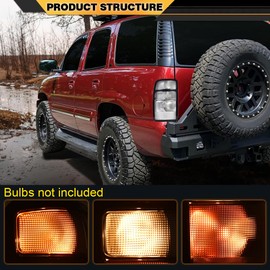 CNNELL Tail Light w/o Bulbs Assembly Rear Lights Compatible with Chevy Suburban Tahoe 2000-2006, Fit GMC Yukon/Yukon Denali/Yukon Denali XL 2000-2006 Clear Lens Chrome Housing