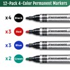 SELEAD Large Permanent Markers Black Red Blue Green - 12