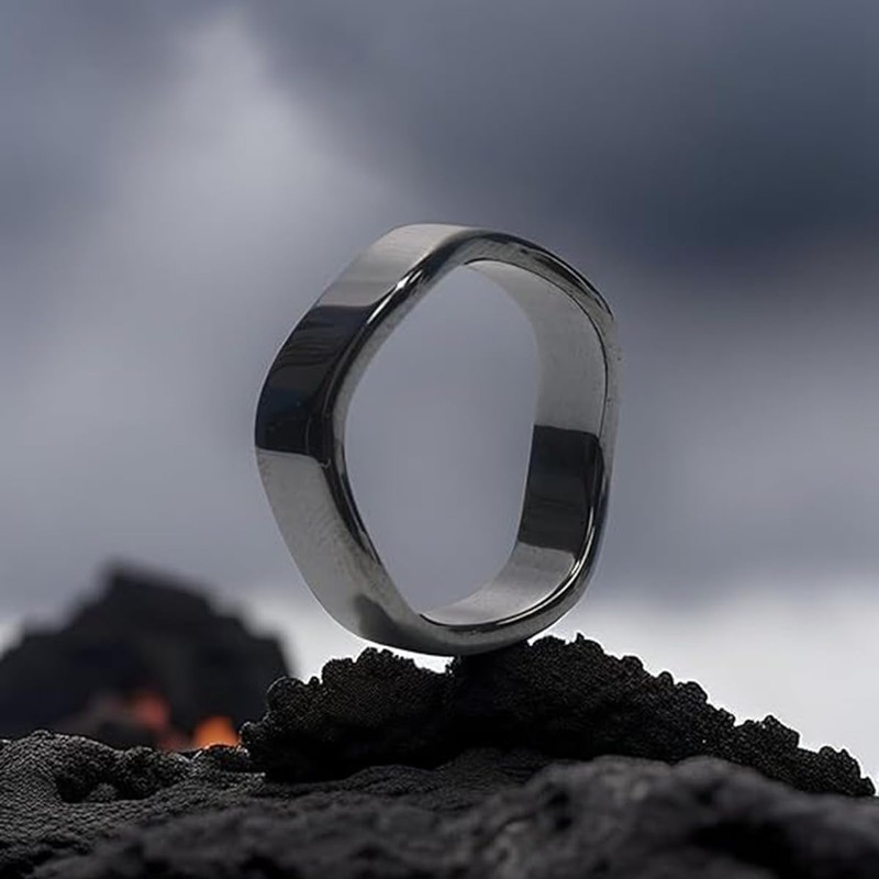 Hematite Rings Wave Black Band Ring for Women Hematite Crystal