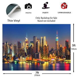 City Night View Photography Backdrops for Birthday Party Decorations, Home Office, Video Conferencing,Video Studio Vinyl Photo Props(7x5ft)