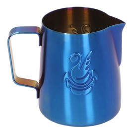 Milk Frother Pitcher 380ml Food Grade Stainless Steel Eagle Spout Multifunction Milk Frother Cup for Milk Cream Latte Blue