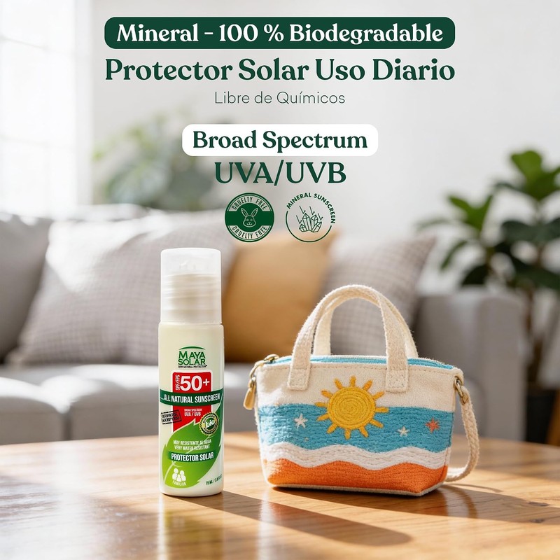 Maya Solar Bloqueador Solar 100% Ingredientes Naturales Minerales SPF 50+