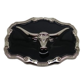 NCERYE Cowboy Belt Buckle, Western Belt Buckle for Men, Cool Cowgirl Belt Buckles, Men’s Country Rodeo Belt Buckle, Black Longhorn, Medium