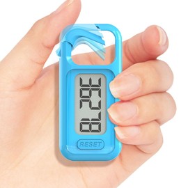 Simple Walking 3D Pedometer, Portable Carabiner Step Counter, Steps Tracker with Neck Lanyard for Seniors Men Women (Blue)