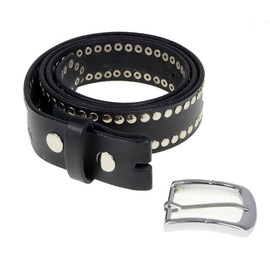 Milwaukee Leather MP7104 Men's Studded Black Genuine Leather Belt for Biker with Buckle - 1.5 inches Wide - Large