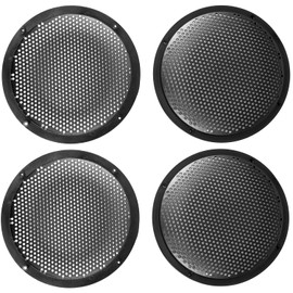 QWORK 4-Pack 8'' Black Plastic Audio Speaker Cover, Durable Subwoofer Grill Horn Guard with Mesh, Ideal for Car Speakers and DIY Projects"