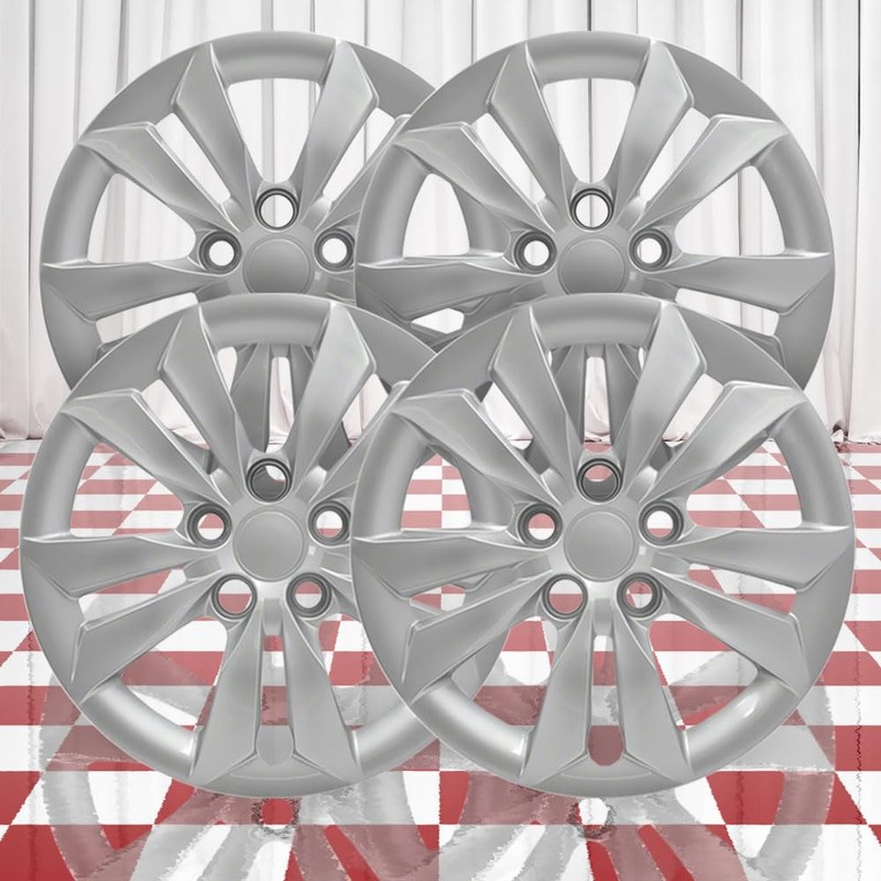 Brighter Design Set of 4 16" Bolt-on Silver Hubcaps for