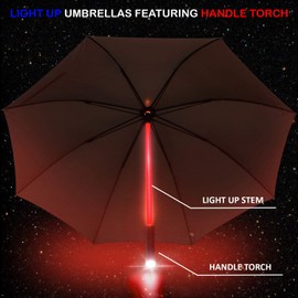 Liberty Imports 3 PACK - LED Light Up Umbrellas with 7 Color Changing Effects | Windproof Golf Umbrellas with Flashlight Handle (Clear/Black/Gray)