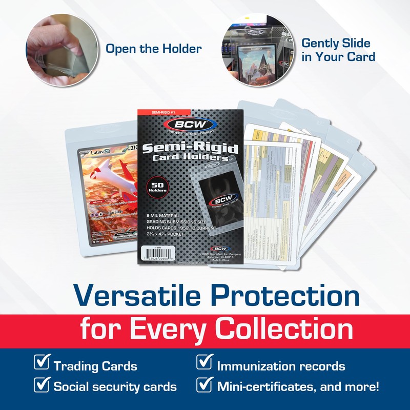 BCW Semi Rigid Card Holder #1 | 1000 Pack |