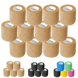 OZER OZER 12 Pack Self Adhesive Bandage 2 Inch x 5 Yards Breathable Cohesive Bandage Wrap Rolls Elastic Self-Adherent Tape for Stretch Athletic, Sports, Wrist, Ankle Tape