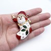 XGALBLA Christmas Brooch Pins Women Girls, Rhinestone Crystal Enamel Santa