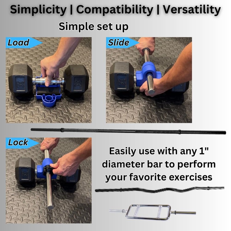Dualbell Pair- Connect Dumbbells to Barbell (Blue)