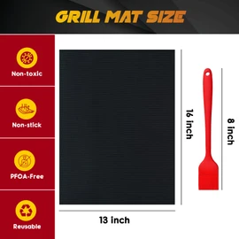 BBQ Grill Mat Set of 8+1, Reusable and Non-Stick BBQ Mat, Heat Resistant Cooking Mat, Easy to Clean, Works on Gas, Charcoal, Electric Grill