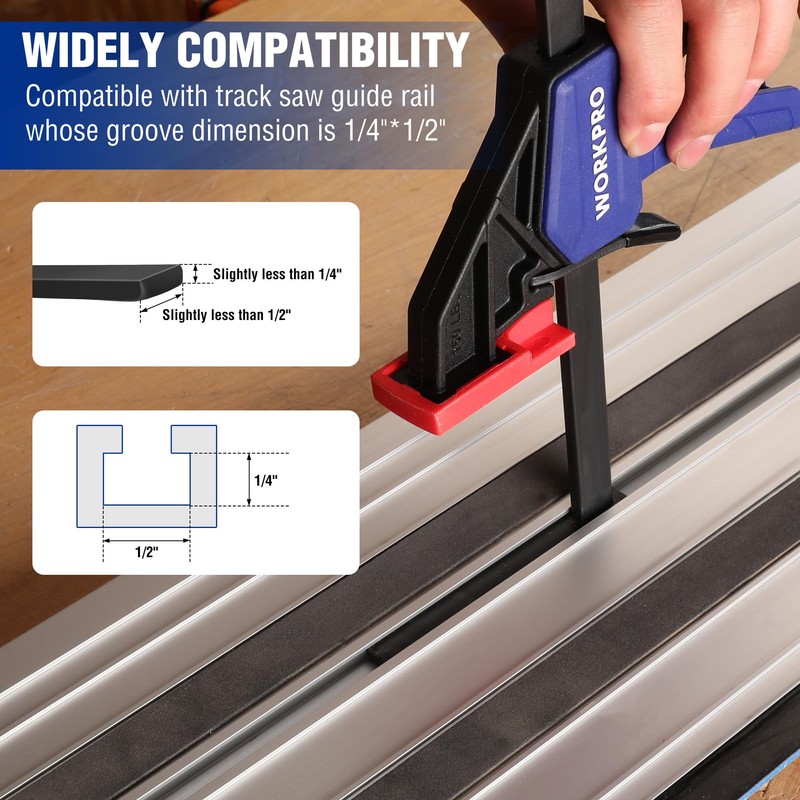 WORKPRO 9" Track Saw Clamps, Quick Release Track Saw Guide