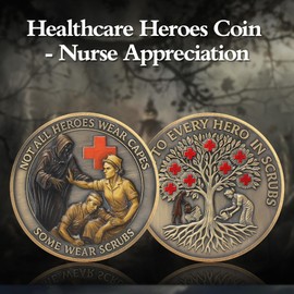 ASmileIndeep Healthcare Worker Challenge Coin - Medical Hero Coin - Red Cross Guardian Tree Nurse Coin - Thank You Tribute Medallion Medical Appreciation Gift for Frontline Workers
