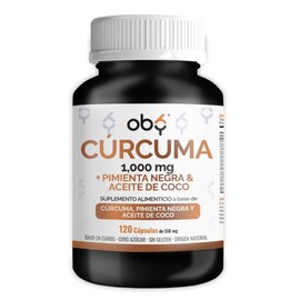 OBY Curcuma 1000 mg | Curcuma Capsulas con Pimienta Negra y Aceite de Coco | 120 Cápsulas | Suplemento Alimenticio