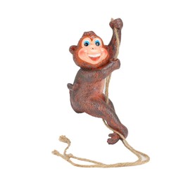 Resin Monkey Hanging Ornament Delicate Swing Pendant Outdoor Garden Decoration Black Brown 10.5x7x19cm
