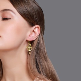 Gold Snake Earrings for Women 14K Gold Plated Snake Huggie Hoop Earrings Punk Rhinestone Snake Drop Dangle Earrings Hypoallergenic Fashion Ear Jewelry (Gold)