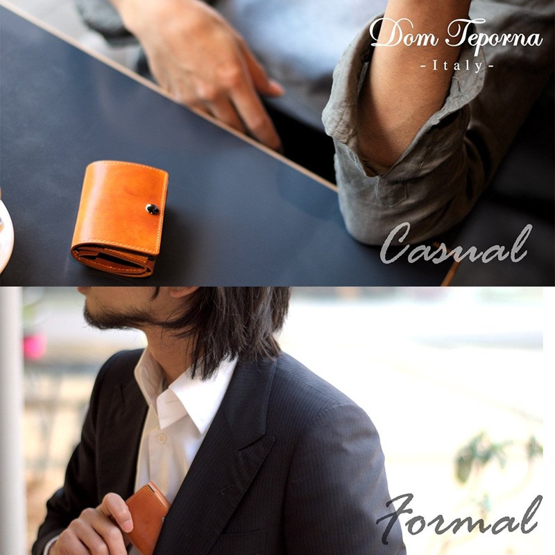 DomTeporna Small Wallet, Genuine Italian Leather, Compact Trifold, Mini Wallet,