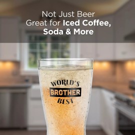 SoHo Freezer Cup Gift for Brother Chiller Mug Drinking Glass “Worlds Best Brother”