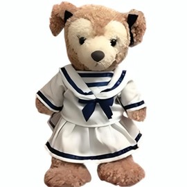 Sailor Girl Outfit with Bows for 14"-18" Plush Toy – Charming Nautical Dress with Bows and Sailor Hat, Ideal for Seafaring Adventures and Collectors