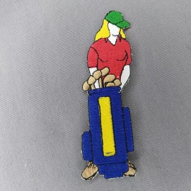 Unbranded Woman Golfer Golf Bag Clubs 4" Iron-On Patch