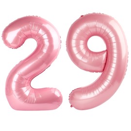 40 Inch Pearlescent Pink Number 29 Balloon Number 29 Balloon 40 Inch, 29th Birthday Party Decorations for Boy or Girl Huge Mylar Anniversary Party Supplies