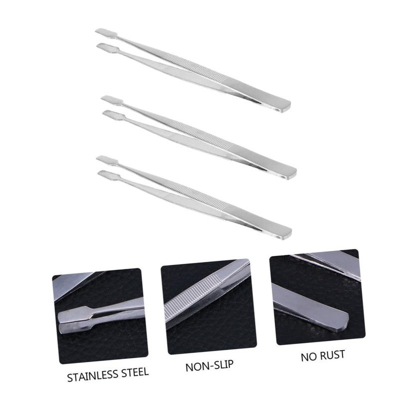 DOITOOL 3pcs Stainless Steel Stamp Nipper Tweezers Lightweight Precision Tools