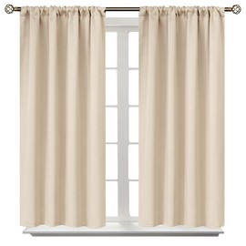 BGment Short Blackout Curtains 45 Inches Length - Rod Pocket Room Darkening Window Drapes for Bedroom Kitchen Bathroom Basement Cafe, Champagne, 2 Panels, 42 x 45 Inch
