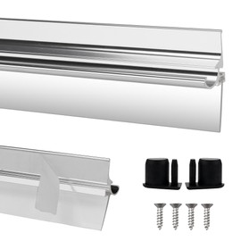 25" Shower Door Drip Rail with Sweep for Chrome Framed Shower Door Bottom Deflector Replacement, with 32 in Vinyl Sweep & Shower Door Bottom Drip Plugs