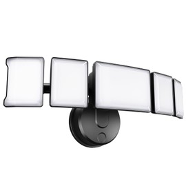 Olafus 100W Flood Light Outdoor, Switch Controlled 10000LM LED Security Light, IP65 Waterproof Outside Floodlight with 5 Adjustable Heads, 6500K Exterior Flood Light Fixture Wired for House Yard Black