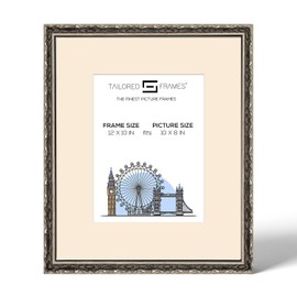 Tailored Frames Vienna Silver 12" X 10" Frame for 10" X 8" Picture | Rustic Style Vintage Single Picture Frame | Table Top & Wall Hanging Type | Photo Frame with Antique Mount