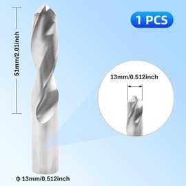Solid Carbide Drill Bits, 13mm C2/K20 Tungsten Carbide Jobber Drill Bits Straight Shank Drilling Tool for Metal Plastic