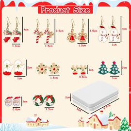 Tarocat 10 Pairs of Christmas Earrings, Earrings Christmas Set, Christmas Earrings Studs, Christmas Jewellery Gift, Christmas Earrings, Creative Christmas Earrings, Zinc, No Gemstone