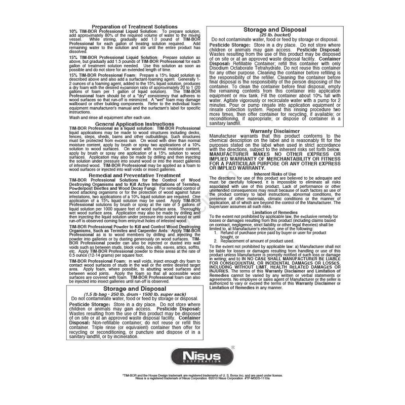 Nisus Timbor Insecticide and Fungicide - 1.5 Lbs. Bag |