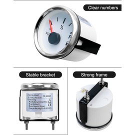 White 0-30 ohm Fuel Gauge Fit for Cars Motorcycles Ships Tractors Yachts, Fuel Level Gauge with LED Light and 52 mm Dial