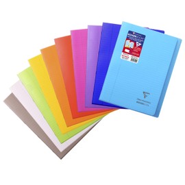 Clairefontaine 971501C Exercise Book / Exercise Book DIN A4 21 x 29.7 cm, 48 Sheets 90 g, Lined with Margin, Transparent Polypropylene Cover, 2 Transparent Pockets + 1 Label, Stapled, Assorted