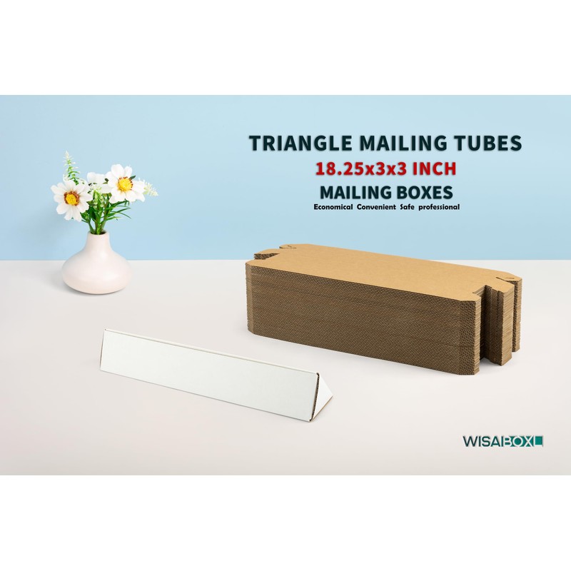 wisaiboxl Triangle Mailing Tubes, 18.25x3x3 inch Shipping Box, 25-Pack