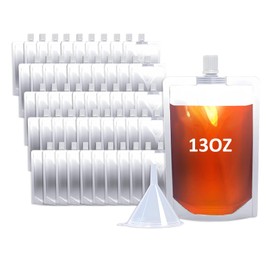 Cloudslucky 13OZ 50PCS Drink Bags,Reusable Spouted Pouches with Funnel for Drinking Liquid Beverage Juice,Stand Up Plastic Flasks for Travel Camping Outdoor Sport Concert Events,Leak-Proof Food Grade